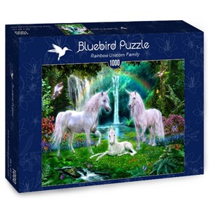 Bluebird Puzzle (70193) - "Rainbow Unicorn Family" - 1000 brikker puslespil