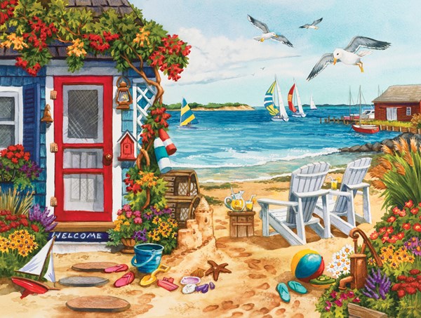 SunsOut (62924) - Nancy Wernersbach: "Beach Summer Cottage" - 1000 brikker puslespil
