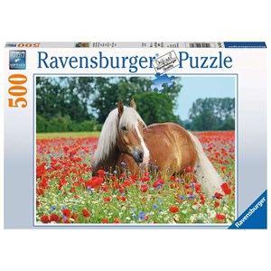 Ravensburger (14831) - "Horse in the Poppy Field" - 500 brikker puslespil