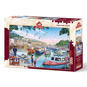 Art Puzzle (4231) - "The Little Fishermen at the Harbour" - 1000 brikker puslespil