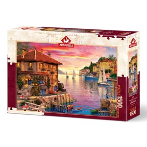 Art Puzzle (5374) - "The Mediterranean Harbour" - 1500 brikker puslespil