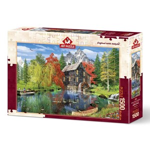 Art Puzzle (4550) - "Fishing by the Mill" - 1500 brikker puslespil