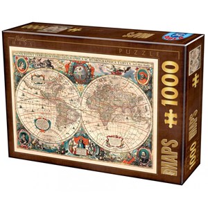 D-Toys (75710) - "Antique World Map" - 1000 brikker puslespil