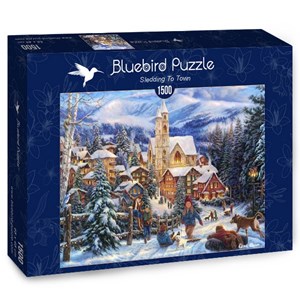 Bluebird Puzzle (70053) - Chuck Pinson: "Sledding To Town" - 1500 brikker puslespil
