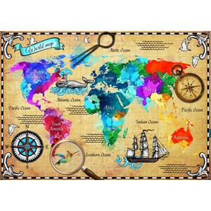 Bluebird Puzzle (70001) - "Colorful World Map" - 2000 brikker puslespil