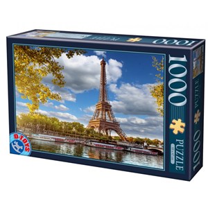 D-Toys (74805) - "Eiffel Tårnet, Paris, Frankrig" - 1000 brikker puslespil