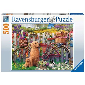 Ravensburger (15036) - "Cute dogs in the garden" - 500 brikker puslespil