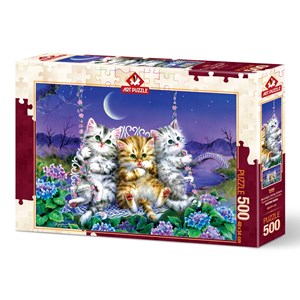 Art Puzzle (5086) - "Moonlight Swing Kittens" - 500 brikker puslespil