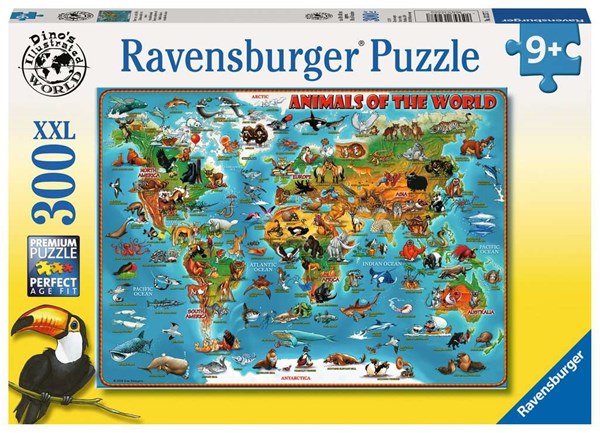 Ravensburger (13257) - "Dyr verden rundt" - 300 brikker puslespil