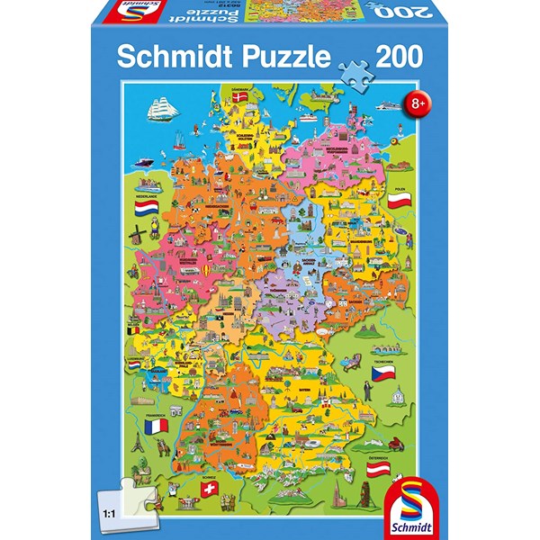 Schmidt Spiele (56312) - "Map of Germany with Pictures" - 200 brikker puslespil