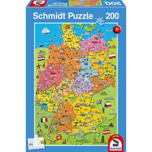 Schmidt Spiele (56312) - "Map of Germany with Pictures" - 200 brikker puslespil