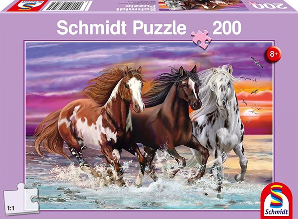 Schmidt Spiele (56356) - "Trio of Wild Horses" - 200 brikker puslespil