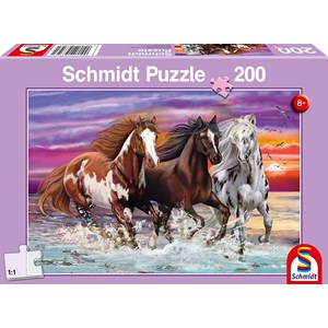 Schmidt Spiele (56356) - "Trio of Wild Horses" - 200 brikker puslespil