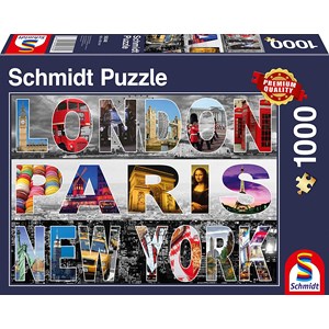 Schmidt Spiele (58348) - "London, Paris, New York" - 1000 brikker puslespil