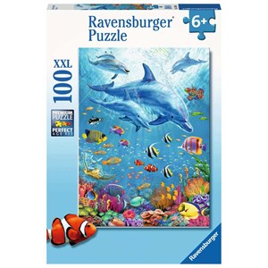 Ravensburger (12889) - "Delfiner" - 100 brikker puslespil