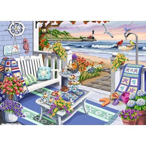 Ravensburger (16437) - "Cozy Series, Seaside Sunshine" - 300 brikker puslespil
