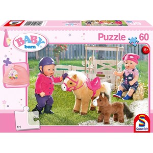 Schmidt Spiele (56299) - "Baby Born on The Ponyhof" - 60 brikker puslespil