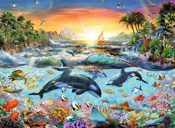 Ravensburger (12804) - Adrian Chesterman: "Orca Paradise" - 200 brikker puslespil