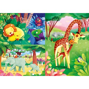Clementoni (25233) - "Dyr Savanna og deres lille" - 48 brikker puslespil