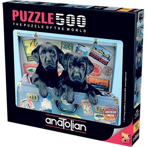 Anatolian (3601) - "Labrador hunde i kuffert" - 500 brikker puslespil