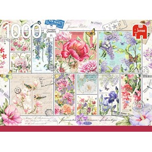 Jumbo (18597) - "Flower Stamps" - 1000 brikker puslespil