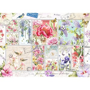 Jumbo (18597) - "Flower Stamps" - 1000 brikker puslespil