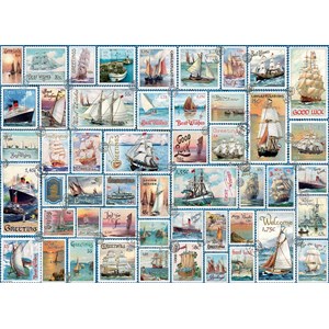 Eurographics (8500-5357) - Barbara Behr: "Sailing Ships Vintage Stamps" - 500 brikker puslespil