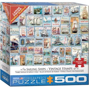 Eurographics (8500-5357) - Barbara Behr: "Sailing Ships Vintage Stamps" - 500 brikker puslespil