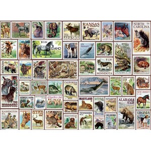 Eurographics (8500-5359) - "Animals of North America, Vintage Stamps" - 500 brikker puslespil