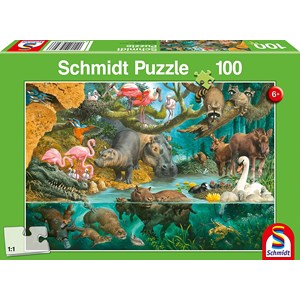 Schmidt Spiele (56306) - "Animal Families on the Shore" - 100 brikker puslespil