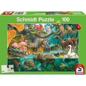 Schmidt Spiele (56306) - "Animal Families on the Shore" - 100 brikker puslespil