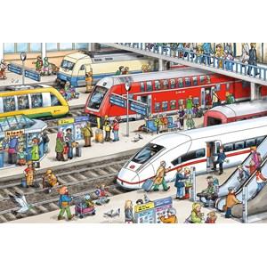 Schmidt Spiele (56328) - "At the train station" - 60 brikker puslespil