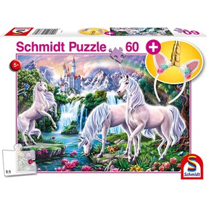 Schmidt Spiele (56331) - "Unicorns with Headband" - 60 brikker puslespil
