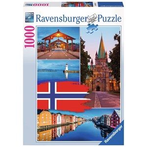 Ravensburger (19845) - "Trondheim Collage" - 1000 brikker puslespil
