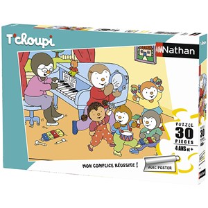 Nathan (86368) - "T'choupi laver musik" - 30 brikker puslespil