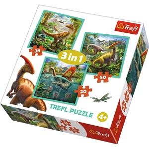 Trefl (34837) - "The extraordinary world of dinosaur" - 20 36 50 brikker puslespil