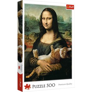 Trefl (37294) - Leonardo Da Vinci: "Mona Lisa and purring kitty" - 500 brikker puslespil