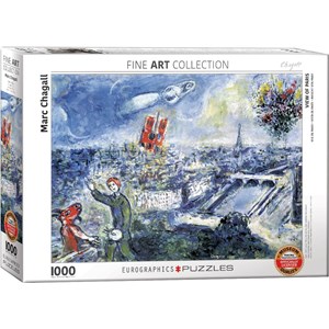 Eurographics (6000-0850) - Marc Chagall: "Udsigt over Paris" - 1000 brikker puslespil