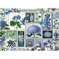Cobble Hill (80043) - Barbara Behr: "Blue Flowers" - 1000 brikker puslespil