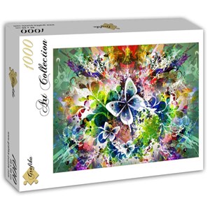 Grafika (T-00001) - "Spring Flowers and Butterflies" - 1000 brikker puslespil
