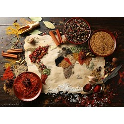 Grafika (00985) - "World map in Spices" - 300 brikker puslespil