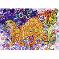 Grafika (t-00899) - Sally Rich: "Otters Catch" - 2000 brikker puslespil