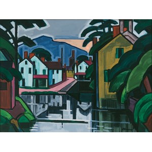 Grafika (00516) - Oscar Bluemner: "Old Canal Port, 1914" - 2000 brikker puslespil