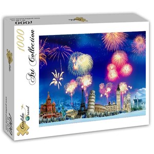 Grafika (t-00869) - "New Year's Eve around the World" - 1000 brikker puslespil