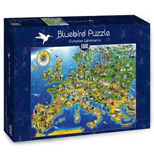 Bluebird Puzzle (70322) - Adrian Chesterman: "European Landmarks" - 1000 brikker puslespil