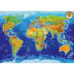 Bluebird Puzzle (70337) - Adrian Chesterman: "World Geo-Political Map" - 1000 brikker puslespil