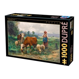 D-Toys (74164) - Julien Dupre: "Hyrdinde med dyr" - 1000 brikker puslespil