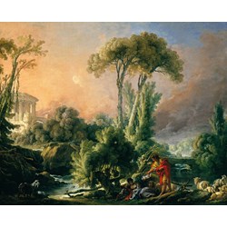 D-Toys (74980) - François Boucher: "River Landscape with an Antique Temple" - 1000 brikker puslespil