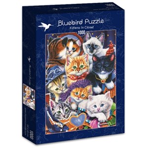Bluebird Puzzle (70087) - Jenny Newland: "Kittens In Closet" - 1000 brikker puslespil