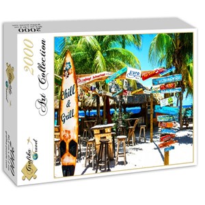 Grafika (02877) - "Willemstad Beach, Curaçao" - 2000 brikker puslespil